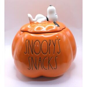 Rae Dunn Snoopy Pumpkin Cookie Jar Orange Peanuts Snacks Halloween Canister